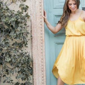 Halston Heritage Yellow Midi Dress